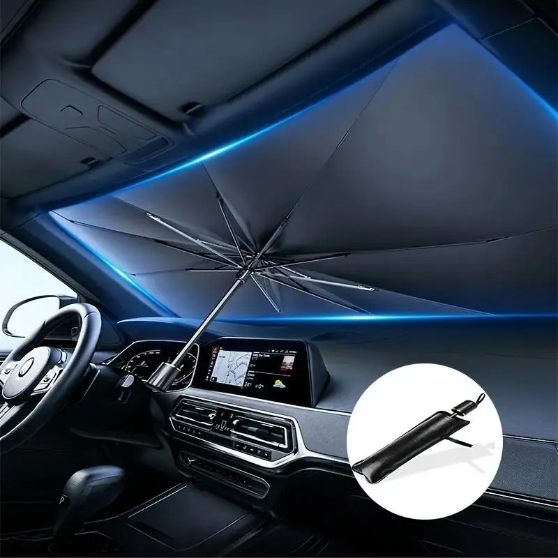 Product Introduction of Portable Foldable Car Windshield Sunshade Umbrella, 1 Count Anti-UV Car Sunshade Umbrella, Universal Car Exterior Protective Accessories 3