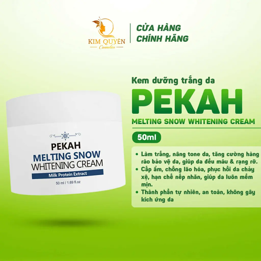 Kem dưỡng trắng nâng tone da Pekah Melting Snow Whitening Cream 50ml