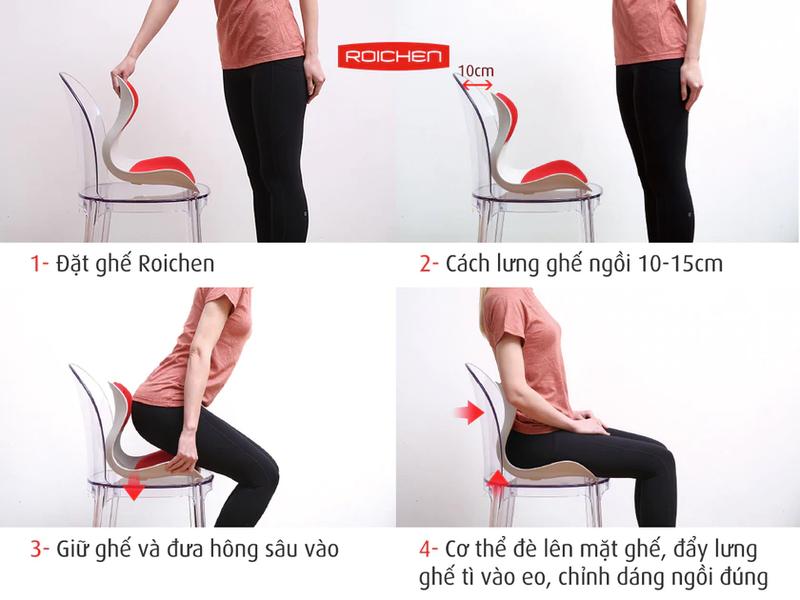 Product Introduction of COMBO 2 Ghế chỉnh dáng ngồi đúng - Roichen Hàn Quốc (Made in Korea). Dùng cho Nam, Nữ - Nhiều Combo lựa chọn 17