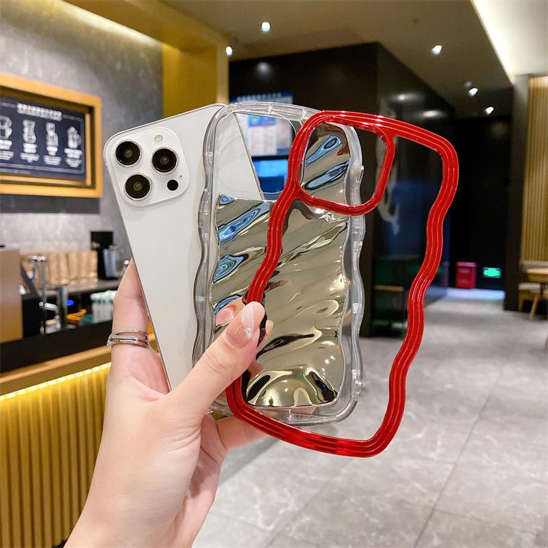 Product Introduction of Electroplating wavy edge is suitable for iphone15promax/15pro/15/14/14 promax/14pro/13promax/13/13pro/12/12promax/12pro/11 two-in-one women's mobile phone case 1