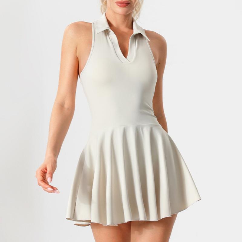 Lulu tennis suit set with chest cushion, V-shaped tennis skirt, women's dress, short, high-end sports short skirt 6