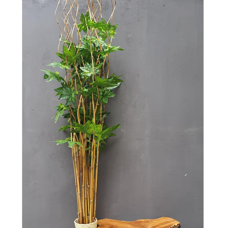 10 Batang Bambu Ulir Natural Variasi Daun  (Tidak Termasuk Vas/Pot) 3