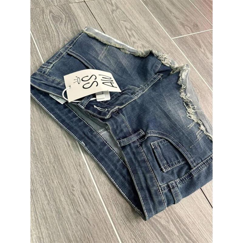 Quần Short Denim Cạp Thấp Phong Cách Cổ Điển Mỹ Siêu Ngắn, Dành Cho Nữ Mùa Hè, Mỏng Vừa Vặn, Bó Sát, Viền Cong, Chữ A Cô Gái Nóng Bỏng, Quần Hot, Năm 2025 1