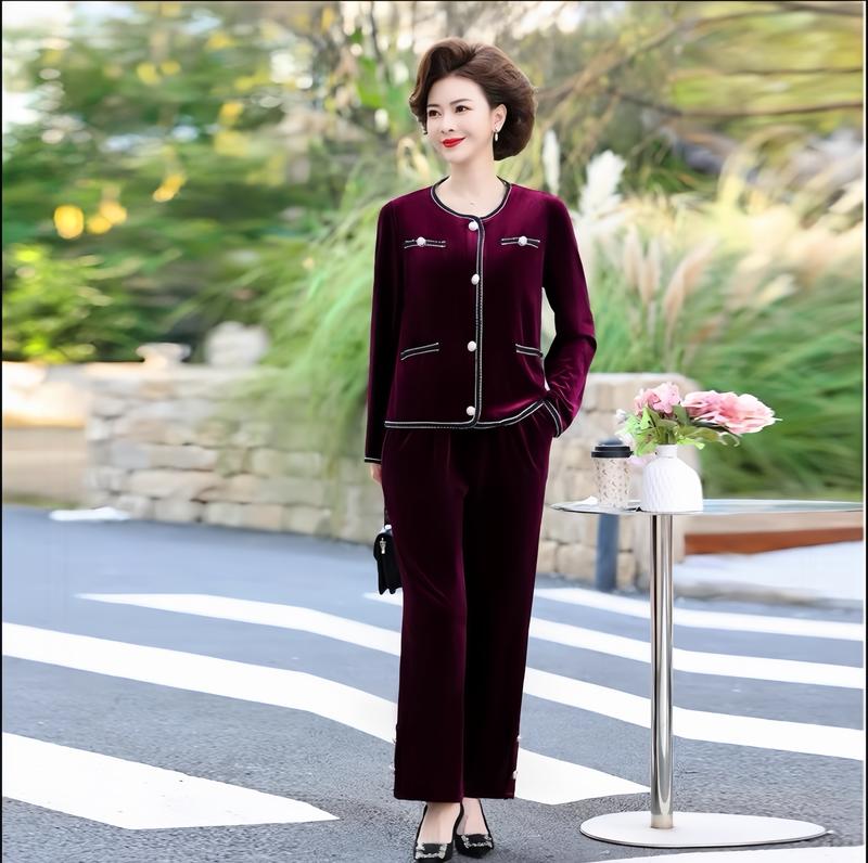 Bộ Quần Áo Chất Nhung Thu Đông Dành Cho Bà Và Mẹ Nữ đủ size từ 40-80kg Women Top Nhung Voi Ong SP2