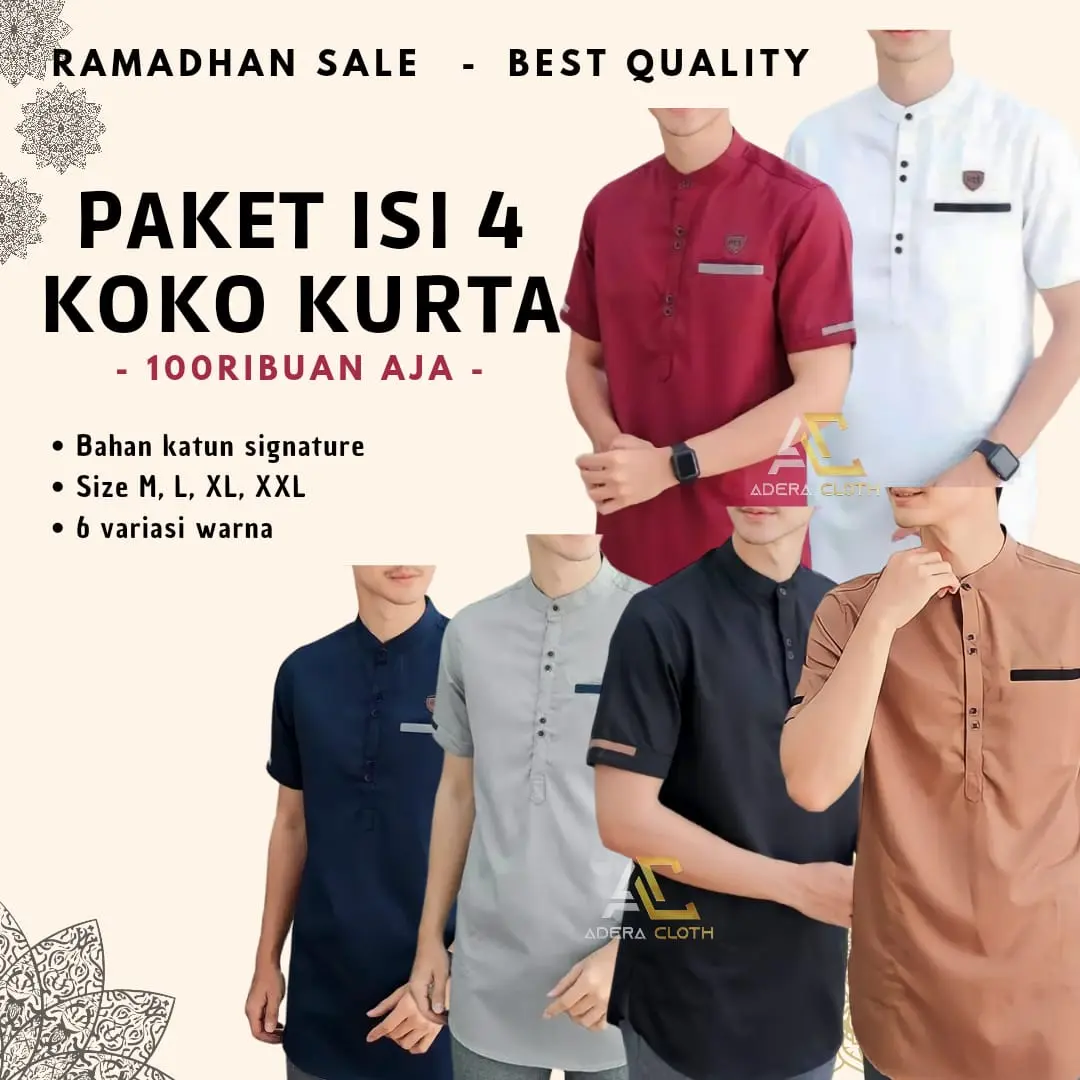 PAKET HEMAT 100RIBUAN ISI 4 dan 3 KOKO KURTA LENGAN PENDEK