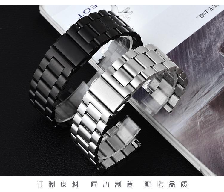 Product Introduction of 304 stainless steel watch band 16mm 18mm 2mm 22mm 24mm black silver replacement men's watch str quick relise 18