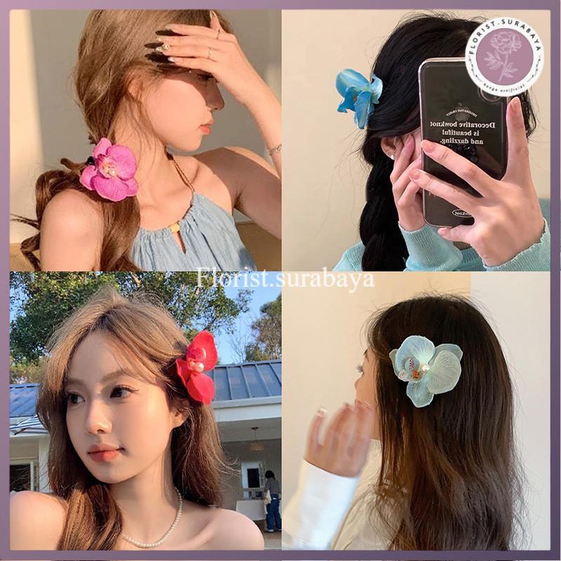 [COD] Jepitan Bunga Anggrek Premium Orchid Hair Clip Jepitan Rambut Bunga Anggrek Duckbill 2