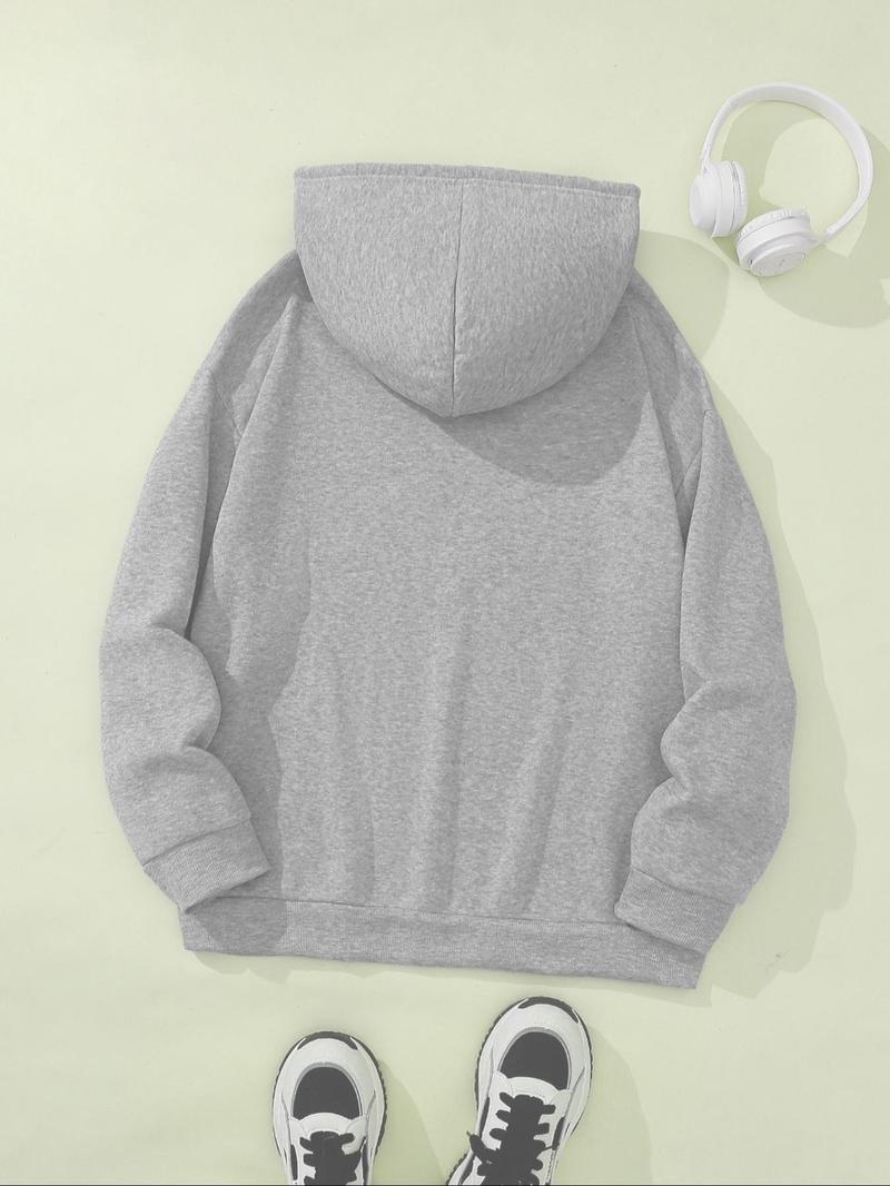 Product Introduction of Women's Butterfly & Letter Print Thermal Lined  Hoodie, Fashion Casual Drawstring Pocket Hooded Sweatshirt for Daily Holiday Outdoor Wear, Ladies Clothing for Fall & Winter 2