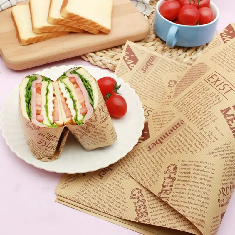 Giấy Sáp Thực Phẩm, 50 Cái, Giấy Sáp Chống Dầu, Bao Bì Bánh Mì Sandwich Burger Khoai Tây Chiên Macarons, Dụng Cụ Làm Bánh Nhà Bếp, Trang Trí Đóng Gói