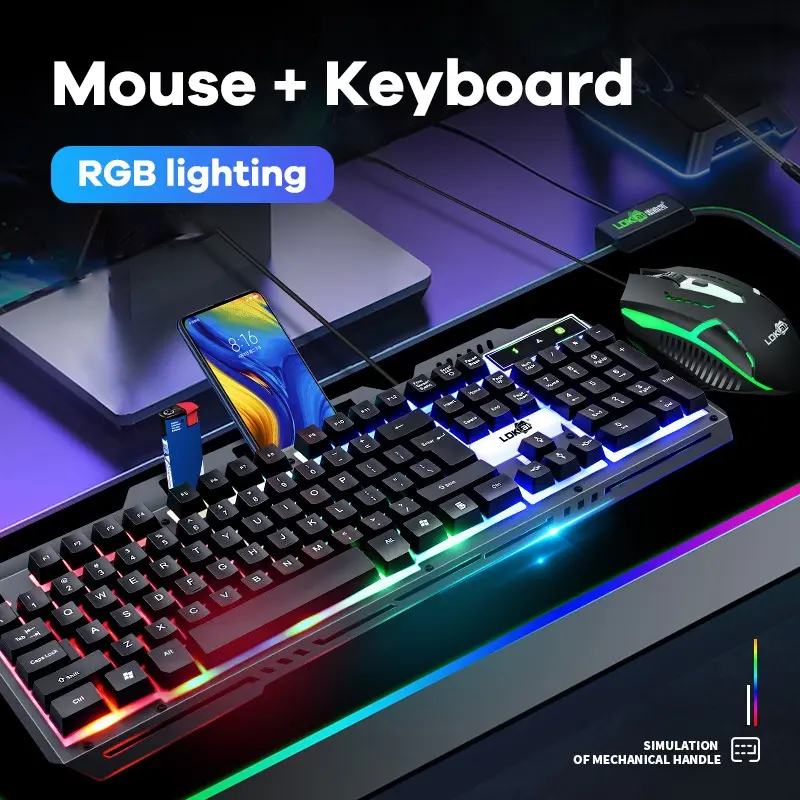 G12 Keyboard Gaming Set Gaming Mouse Keyboard Mechanical With RGB LED Waterproof For Pc keyboard hp Button Computer Peralatan 6