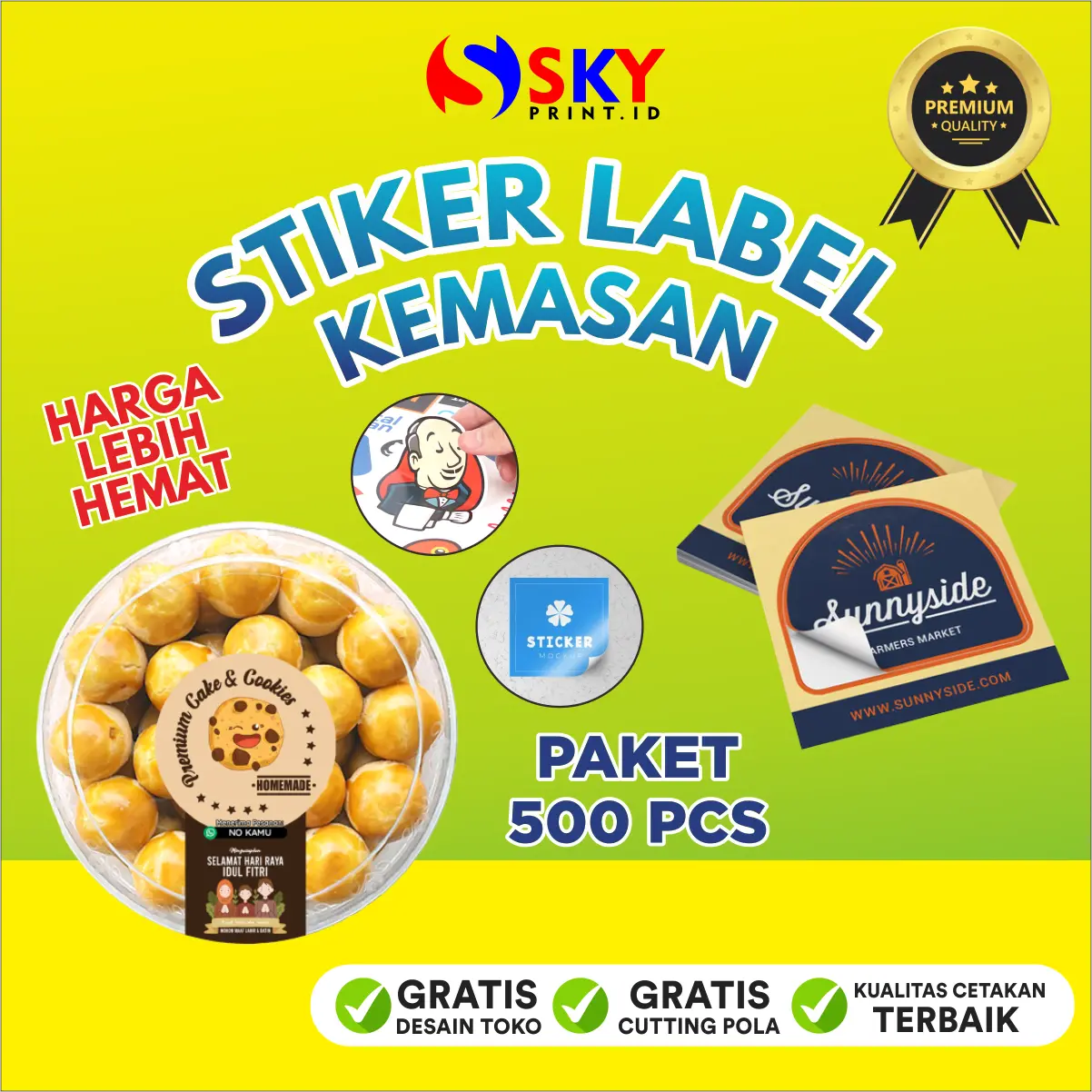 Stiker Label Kemasan Produk Murah Banget Paket 500 pcs Transparan