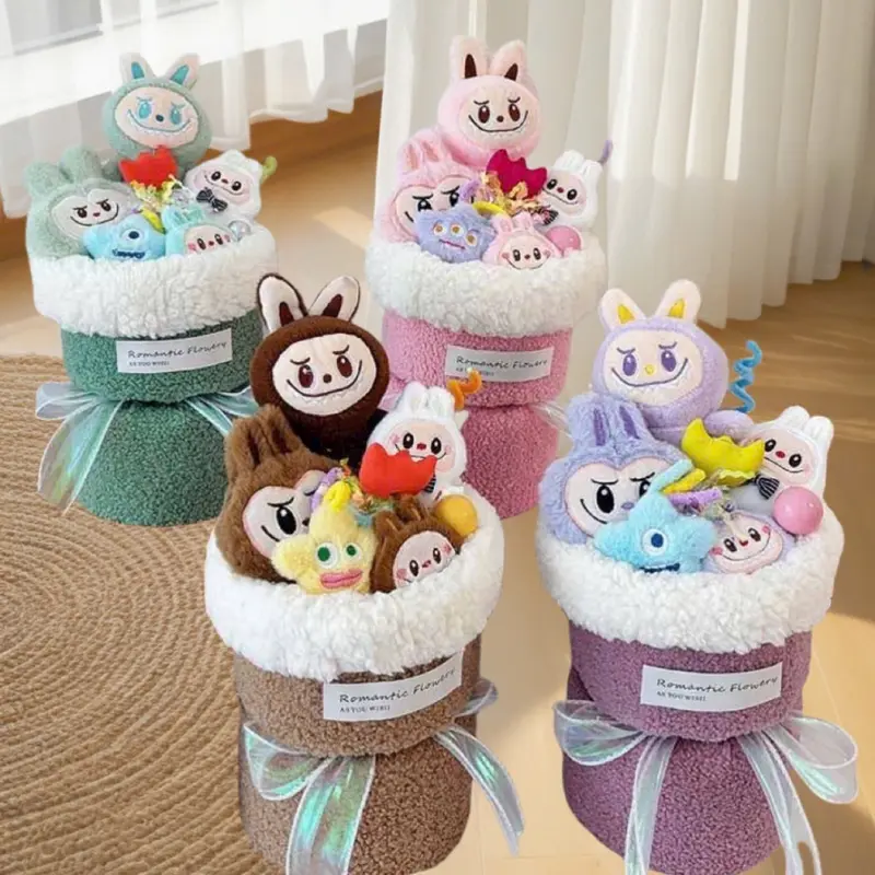 Bó Hoa Gấu Bông Labubu Độc Đáo - Quà Tặng Sinh Nhật, 20/10, Thú Bông Đồ Chơi Toy - Thú Nhồi Bông Led 0