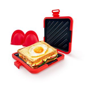 電子レンジ対応サンドイッチメーカー、3-in-1トースティーパニーニプレス、手元を温熱から保護するグリップ付き、旅行やオフィス、家庭に適したキッチン家電
