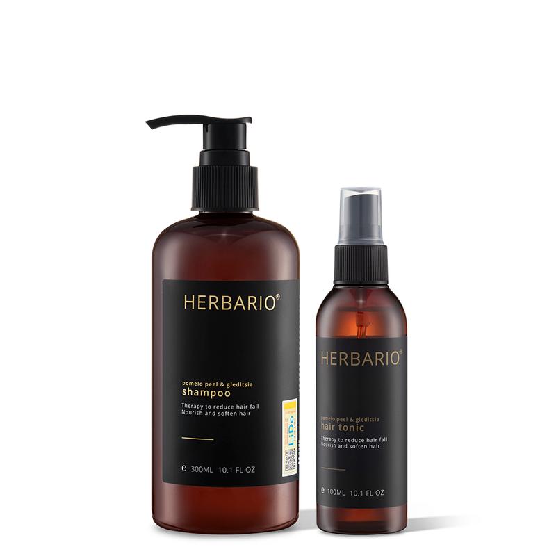 Combo mọc tóc dầu gội Herbario 300ml kèm Nước xịt dưỡng vỏ bưởi và bồ kết Herbario 100ml