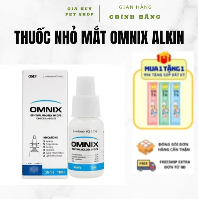 Dung Dịch Nhỏ Mắt Alkin OMNIX 10ml Dành Cho Chó Mèo Trị Các Bệnh Về Mắt - giahuypetshop 0