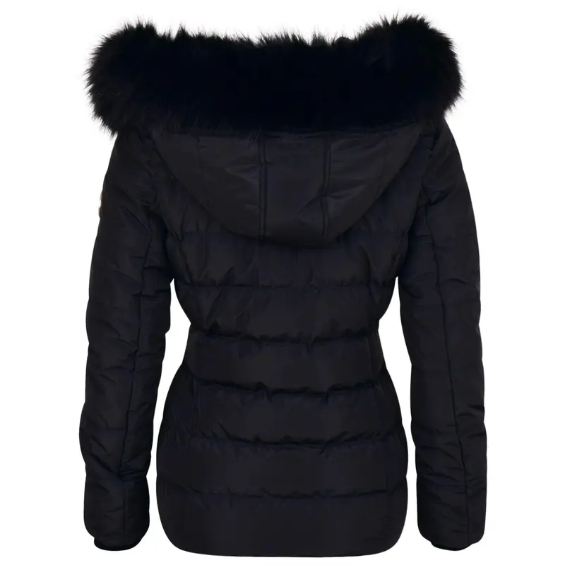 Spindle Womens Ladies Premium Quality Hooded Short Fur Parka Quilted Padded Puffer Coat | Zip Side Pockets | Luxurious Detachable Faux Fur on Hood | Zipped Inner Pocket 3