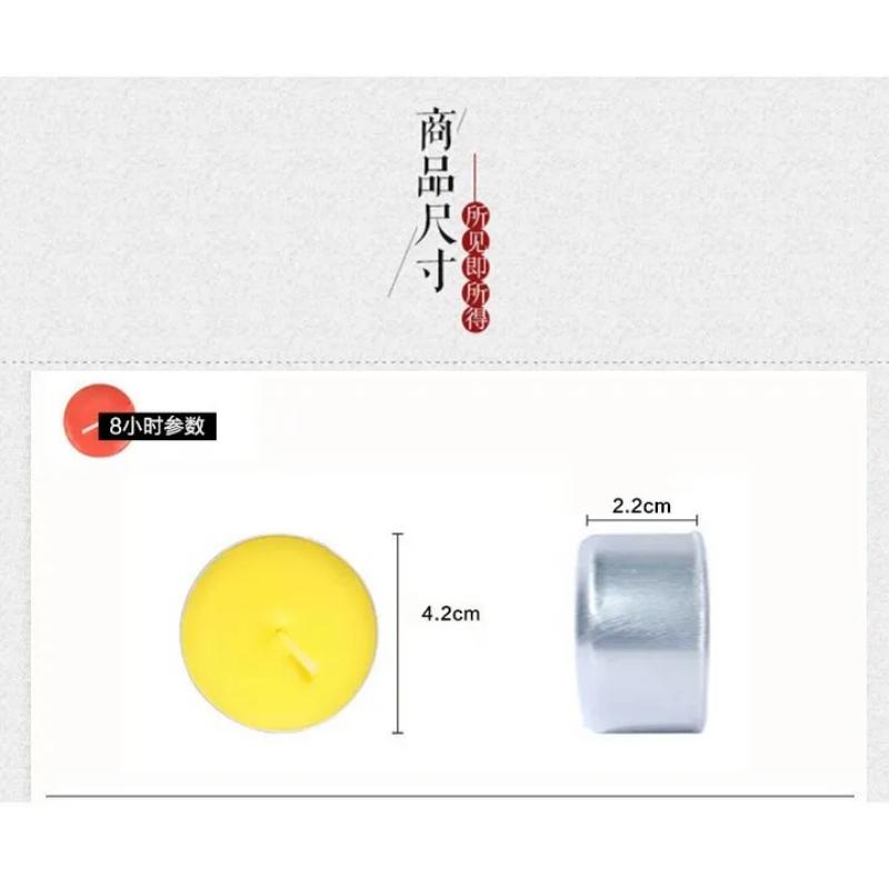 Product Introduction of 1 box of either 2 / 3 / 4 / 8 / 12hrs Natural Smokeless Butter Lamp Candles / Tea Light Candles (Normal Packaging) 11
