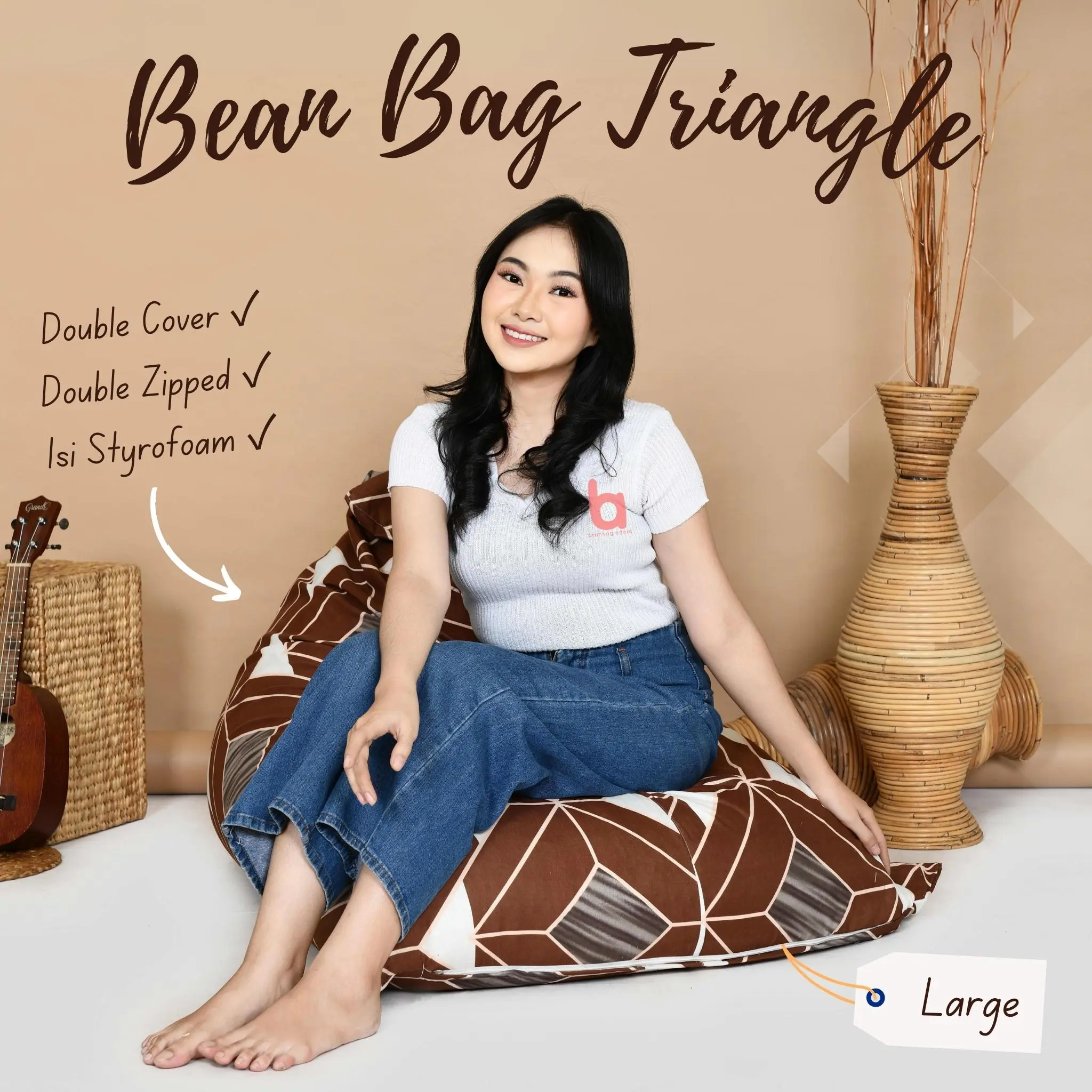 Beanbag Triangle Plus Isi Siap Pakai - Size Large Standar Sofa Minimalis