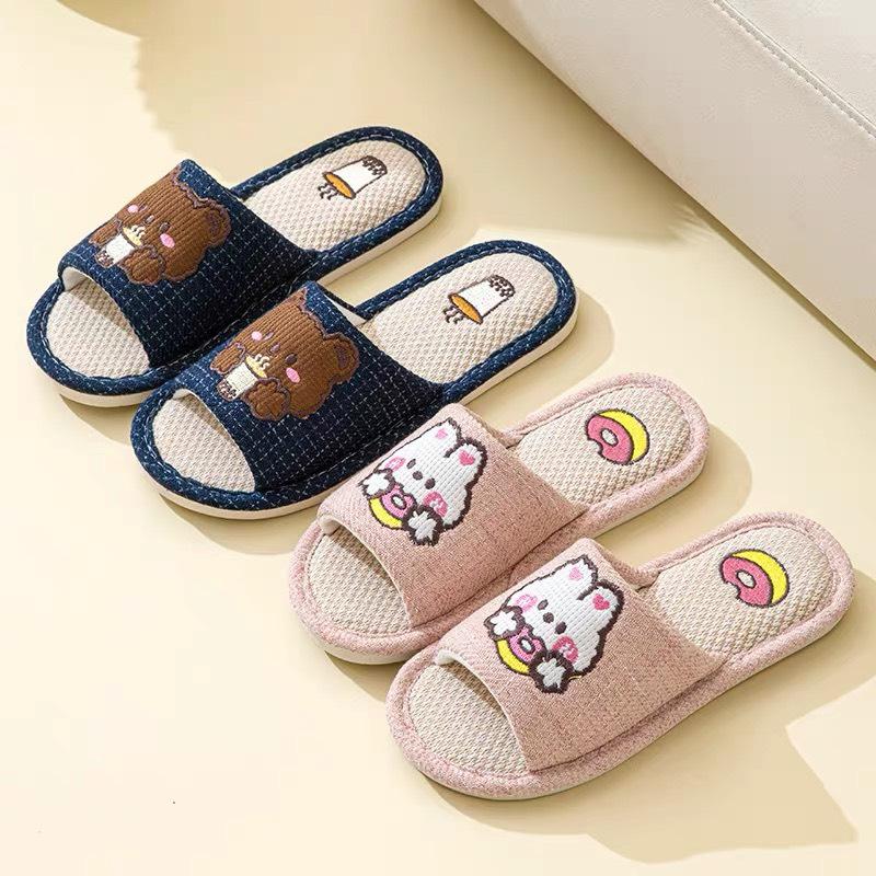 Product Introduction of Dép Vải Lanh,Dép Văn Phòng Đi Trong Nhà Hình Thỏ Donus & Gấu Trà Sữa Siêu Dễ Thương Cao Cấp New2025 - 4 Màu Sắc Cute - Slipper 10