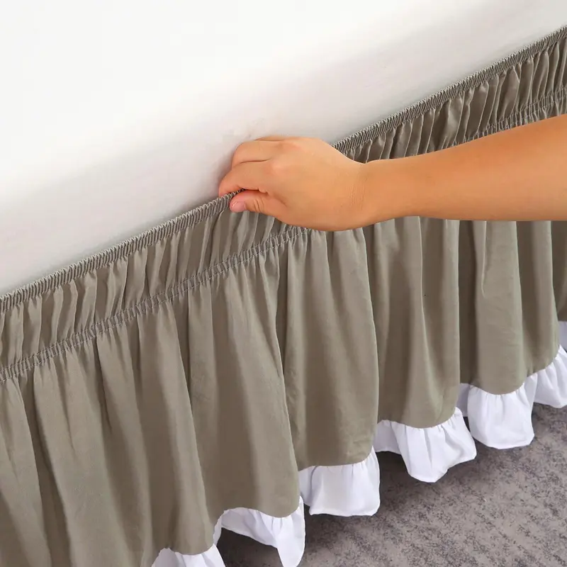 Solid Color Ruffle Trim Bed Skirt, 1 Count Soft Comfortable Bed Skirt, Adjustable Bedding for Home Bedroom & Hotel Decoration 6