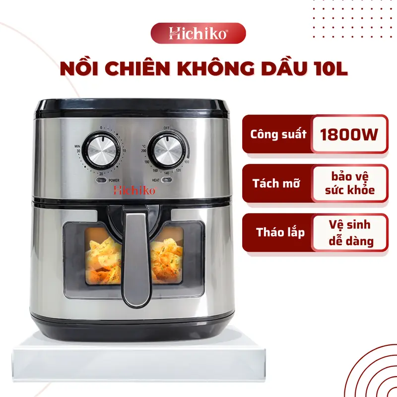 Nồi chiên không dầu Hichiko HC-975B dung tích 10L, nướng vừa con gà 3kg 0