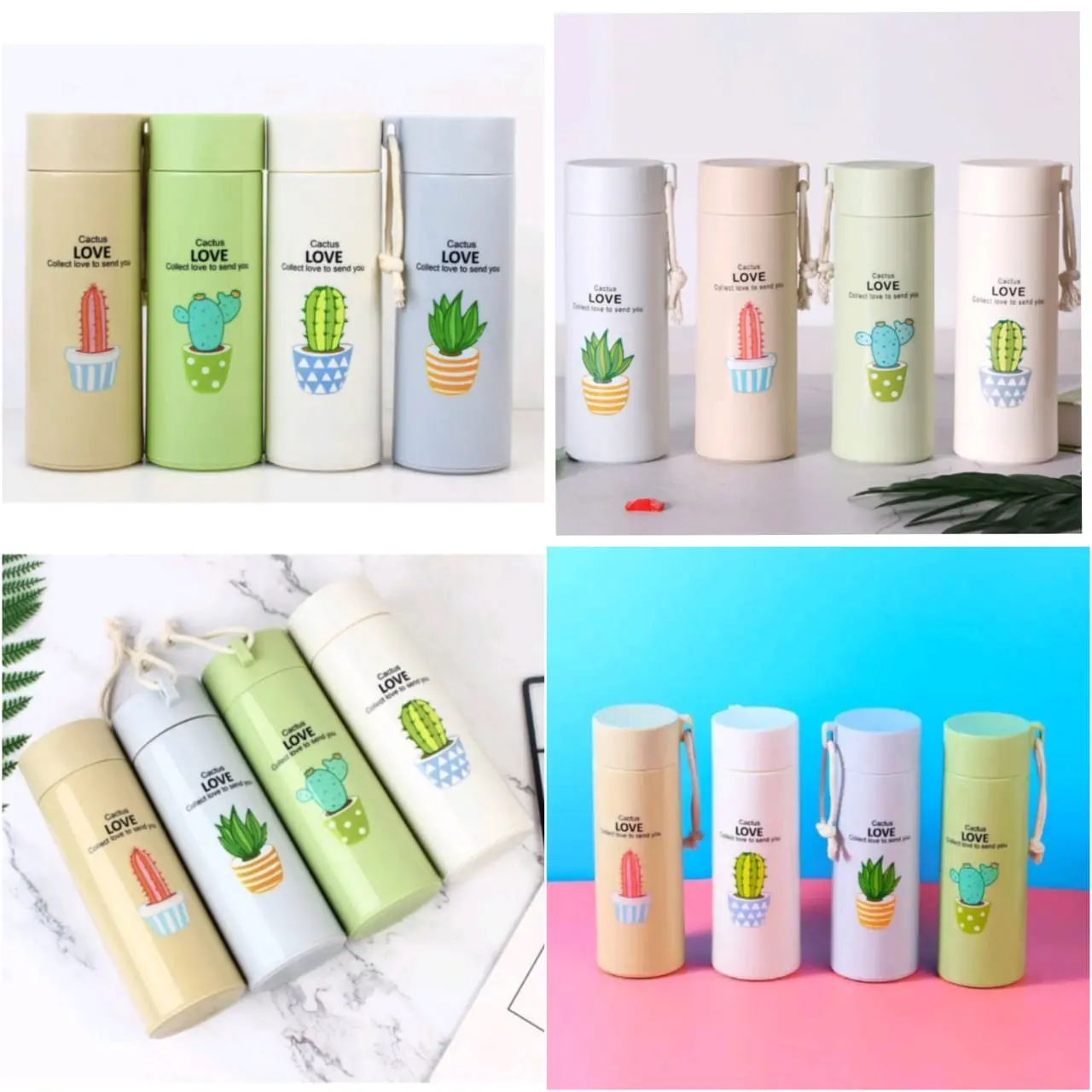Botol minum kaca motif kaktus / Botol Kaktus murah