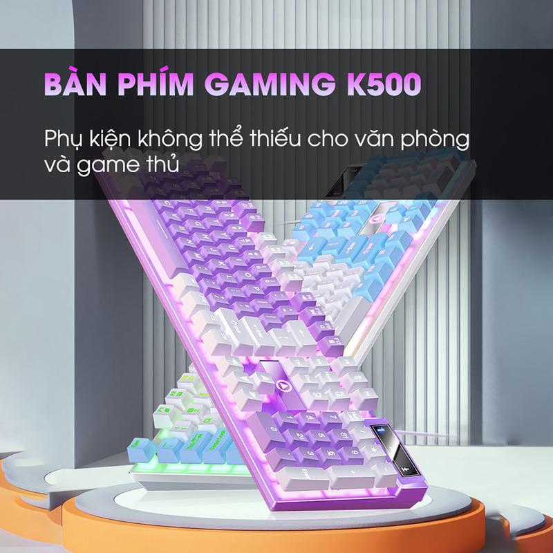Bàn phím máy tính có dây giả cơ SIDOTECH K500 gaming led rgb màu hồng hành trình phím vừa phải giúp gõ nhanh chống nước tốt cho pc laptop chơi game văn phòng | BigBuy360 - bigbuy360.vn