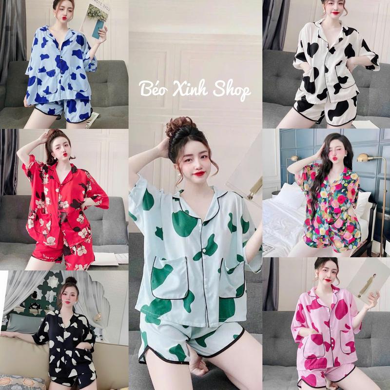 Đồ Bộ - Đồ Ngủ Quần Đùi Cánh Dơi Vải Lụa Măng gồ Cao Cấp Pijama Bigsize 50-100kg Béo Xinh Shop Bộ Ngủ Nữ - A.5025