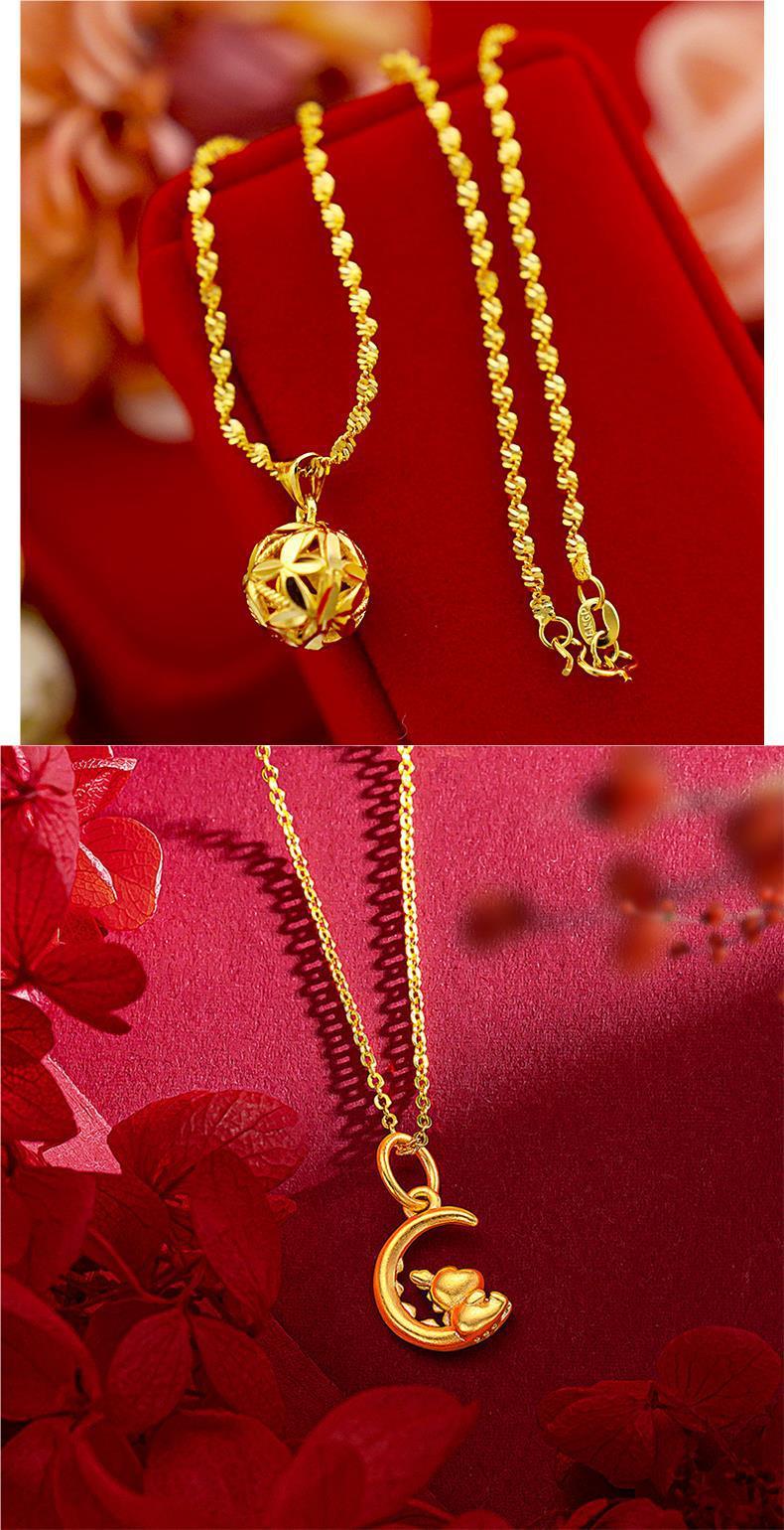 Product Introduction of SOURCE Vietnam Alluvial Gold Necklace Women 999 Pure Gold 18K Gold Plated Bow Flower Pendant Clavicle Chain Gold Plated 7
