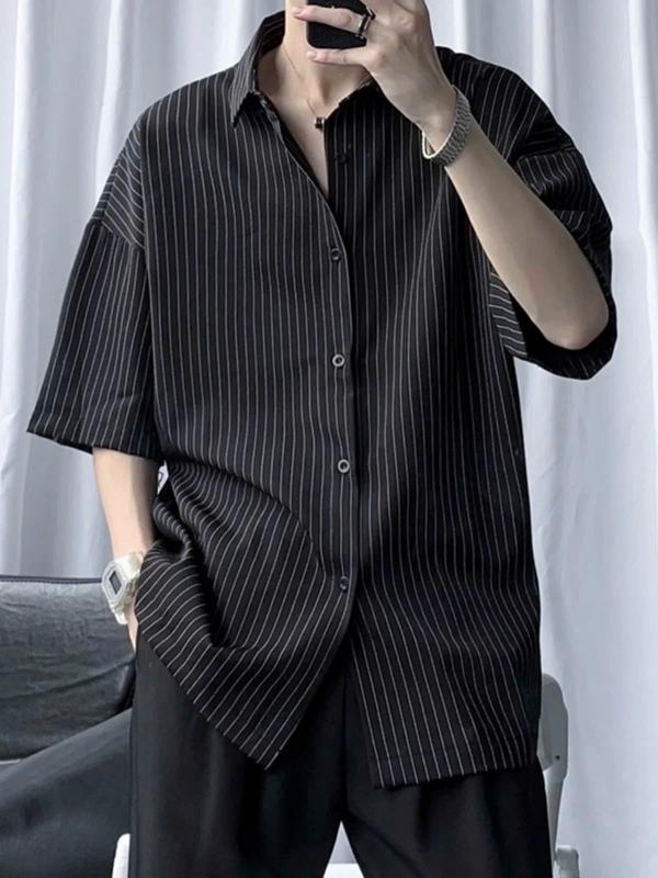 Áo Sơ Mi Nam Ngắn Tay Kẻ Sọc Local Brand Form Rộng, Basic, Phong Cách Hàn Quốc