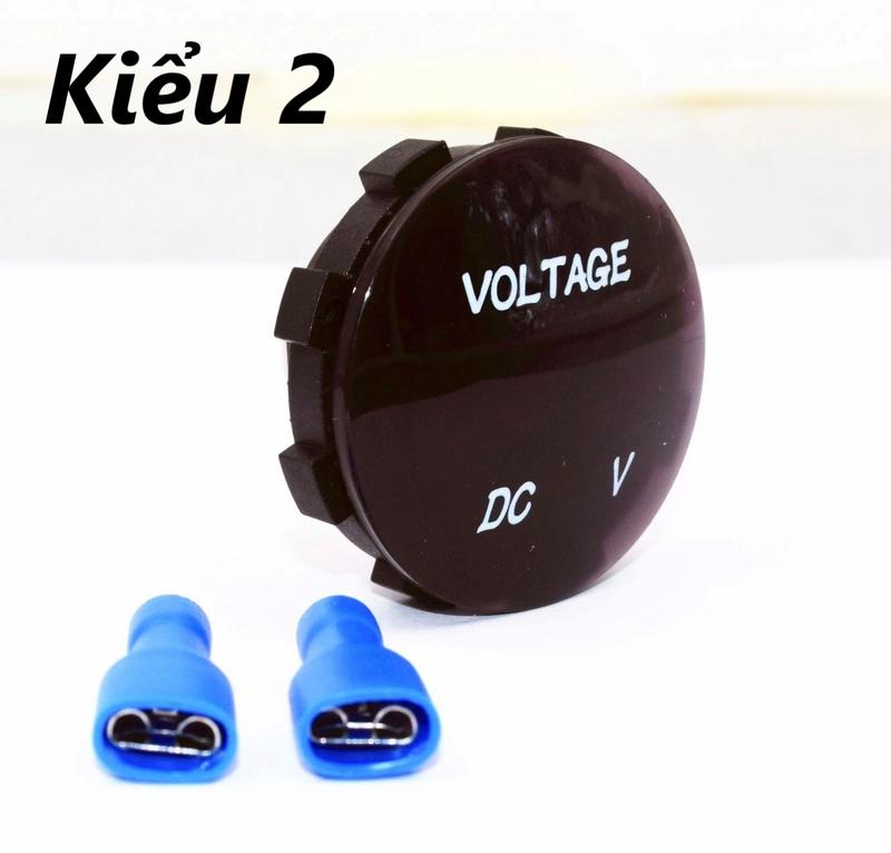 Đồng hồ Led đo Volt ắc quy ô tô và xe máy 12v DC - Volt meter hình tròn 7