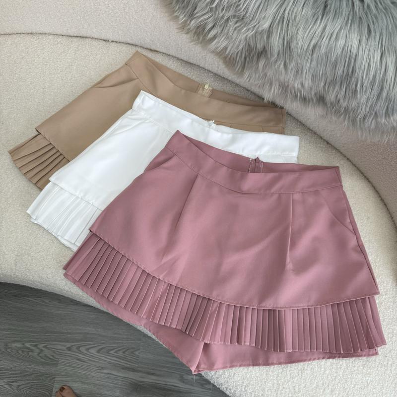 Chân váy A bigsize nữ 2 tầng kèm dập ly nhỏ chất cotton mềm mịn - CV2T