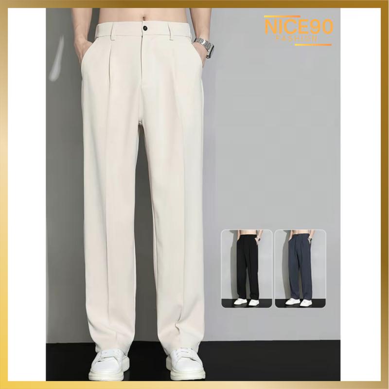 Quần âu nam nữ nửa cạp chun màu be chất liệu tuyết hàn mềm mịn thoáng mát - form dáng basic hàn quốc - Menswear Pants Menswear Pants quana  unam Kem quanaunam  đẹp quầntây nam
