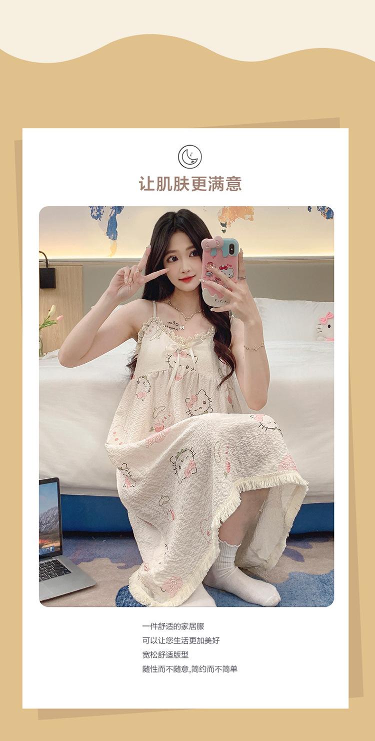 Product Introduction of Đồ Ngủ, Phong Cách Thanh Lịch, Váy Ngủ Mùa Hè Cho Nữ, Có Thể Mặc Ngoài Trời, Nhăn Bong Bóng, Có Đệm Ngực, Váy Ngủ Có Thể Tháo Rời Làm Bằng Bông, Thoải Mái Và Thoáng Khí, Thích Hợp Mặc Thường Ngày 7