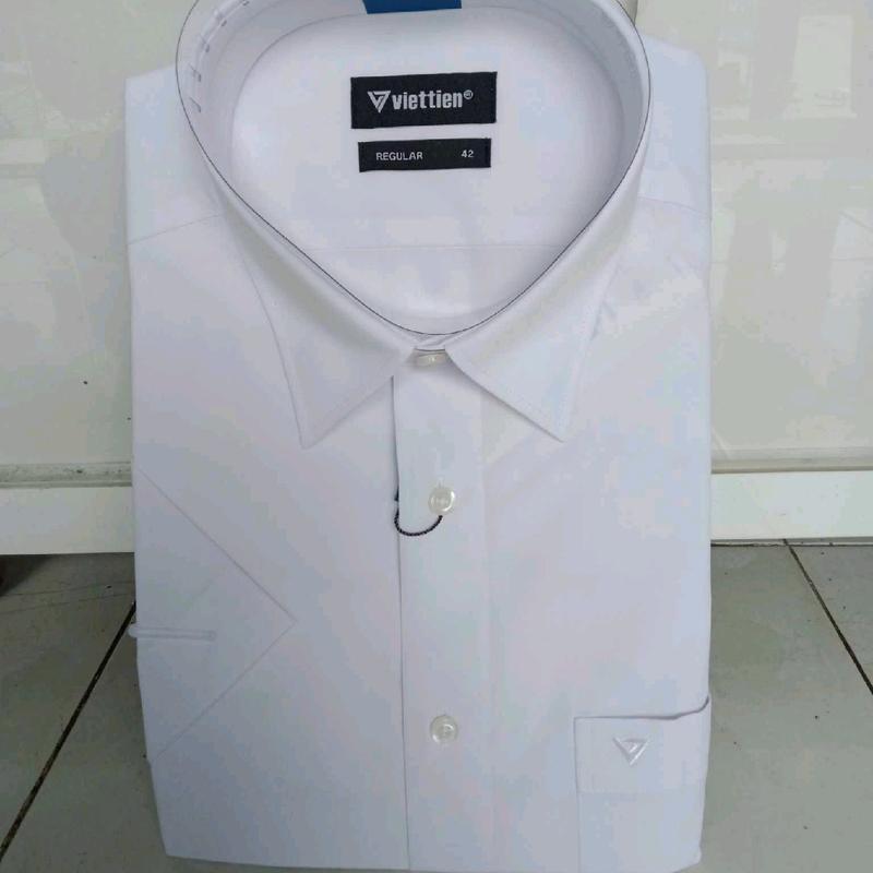 ÁO SƠ MI TRẮNG TRƠN NGẮN TAY LAI BẦU VIỆT TIẾN FOM REGULAR  fom suông SIZE 41 VÀ 42. 3