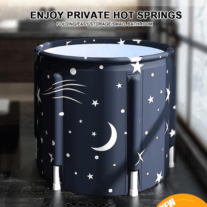 Product Introduction of 【COD】Foldable Adult Bathtub / ice Bath Tub For Household Child With Drain Soaking Bathtub PVC Portable70*65cm #17378 Large Thickening 0