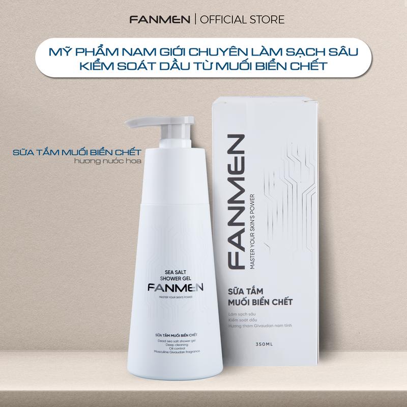 Sữa tắm muối biển Chết hương nước hoa nam tính Fanmen hỗ trợ giảm mụn cơ thể dành riêng cho nam giới 350ml