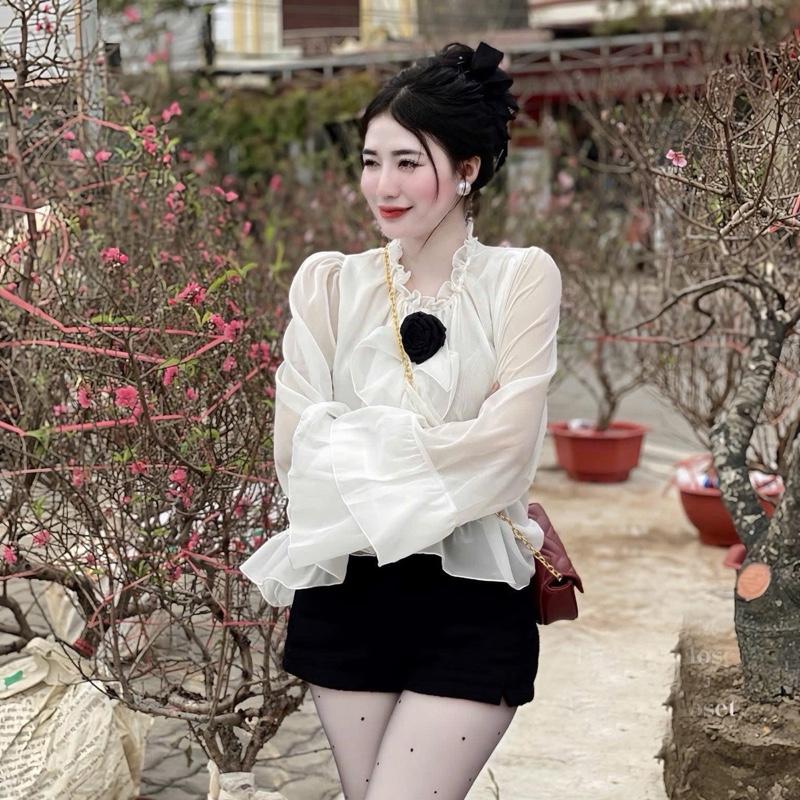 Áo Sơ Mi Tơ Hoa Bèo Dài Tay Nữ 2