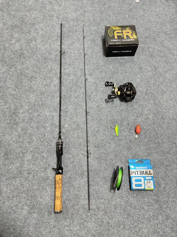 Combo Cần câu UL Cán Bần & Máy Ngang FR200 Tặng kèm & nhái hơi Cá sắt & dây Pe x8