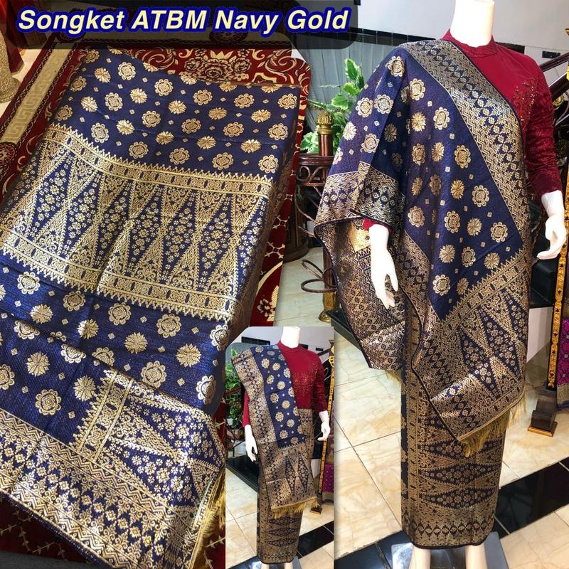 Songket Murah Biru Cantik Manis /Songket Atbm/ songket Tenun Mesin palembang Murah /ilham songket palembang 3