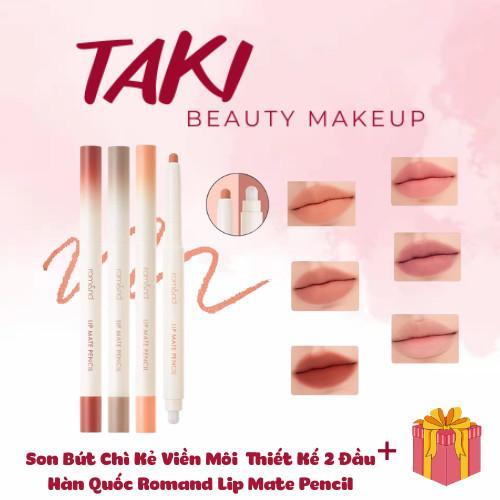 Son Bút Chì Kẻ Viền Môi Romand Nhung Lì, Lâu Trôi, Thiết Kế 2 Đầu Hàn Quốc Romand Lip Mate Pencil