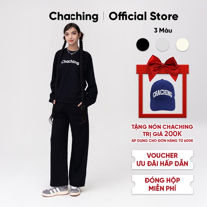 Set Đồ Nỉ Unisex Áo Sweater Cổ Tròn Và Quần Dài Lưng Thun ChaChing, Bộ Đồ Quần Áo Nỉ Áo Tay Dài Và Quần Dài Lưng Chun Chất Vải Nỉ Thun Cua Tici Cao Cấp Thoáng Mát