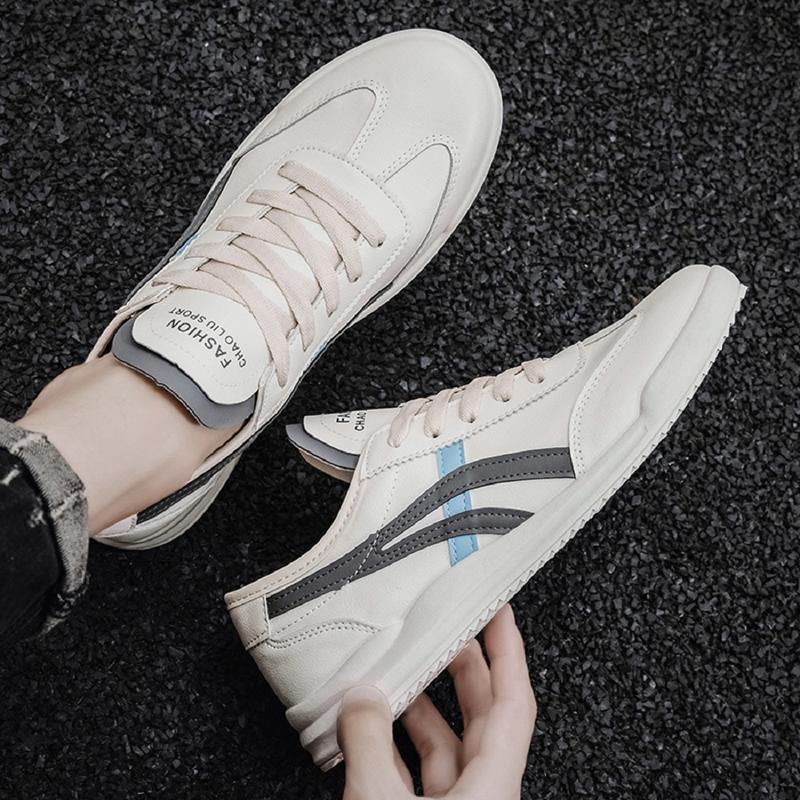 Giày nam - Giày sneaker nam da màu kem M31 Shoes  Đế Bằng