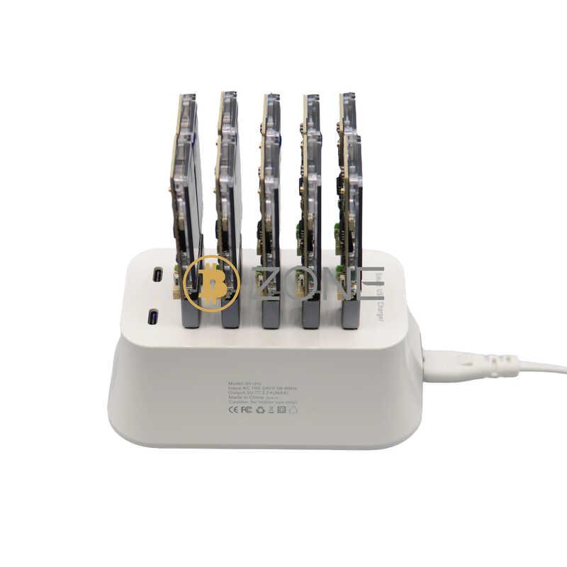 Product Introduction of 10PCS NerdMiner V2 78KH S*10 Bitcoin Solo With 10 Port USB Hub Crypto Miner T DISPLAY S3 780kh s BTC Mining Station 8