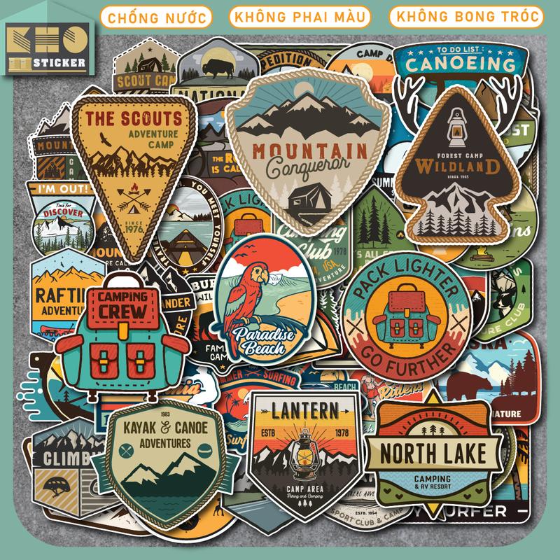 Combo 50 Sticker Vintage Travel chống nước sticker dán laptop, điện thoại, đàn guitar, mũ bảo hiểm, vali. MSP: ST38