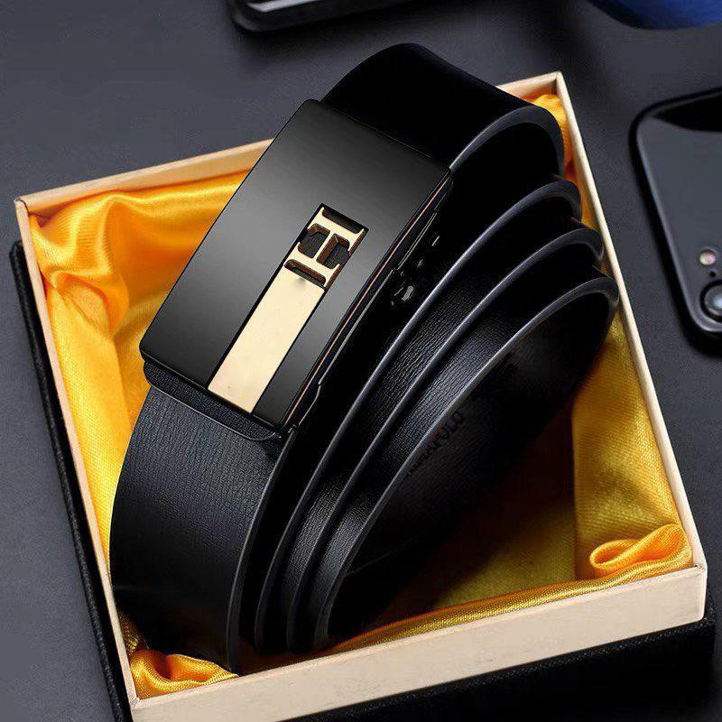 Thắt lưng da nam khóa tự động dây luồn trong mặt kim loại không gỉ kiểu dáng thời trang