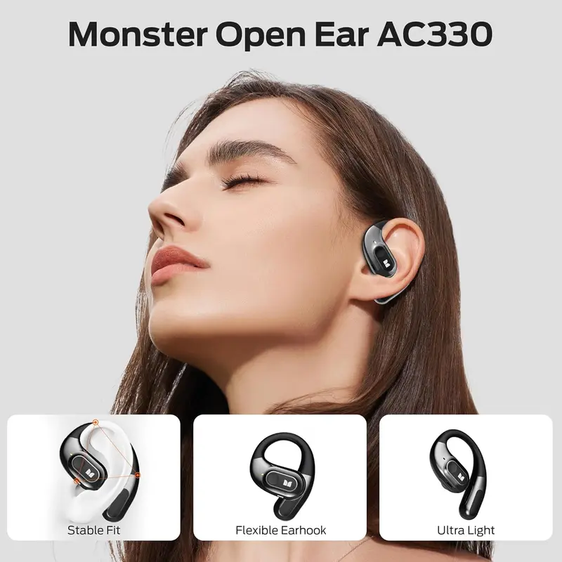[COD] Tai Nghe Nhét Tai Mở Quái Vật, AC330, Tai Nghe Không Dây, Bluetooth 5.4, Đàm Thoại Rõ Ràng, Hộp Xoay Sành Điệu Có Dây Đeo Buộc, Sạc Type-C, Vừa Vặn Thoải Mái, Phát Lại 24H, Chống Nước IPX5 2