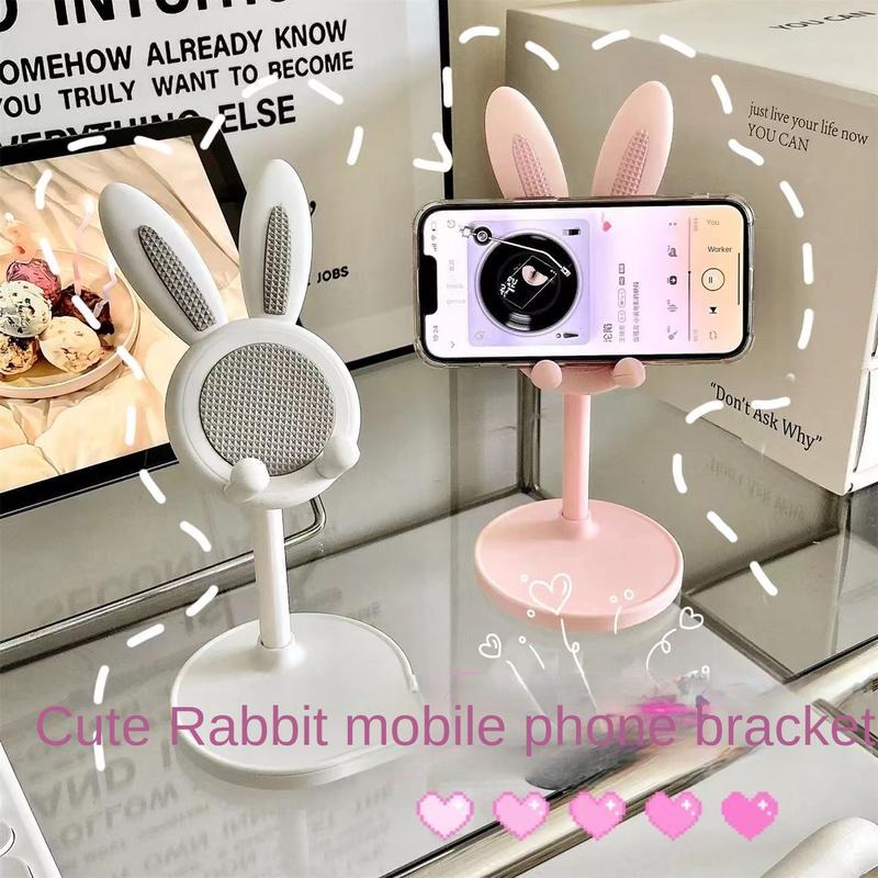 Product Introduction of Adorable Rabbit Mobile Phone Bracket Adjustable Desktop Super Stable Lazy Bracket Binge-Watching Tool Accessories Cellphone Smartphone Stand Mount 0
