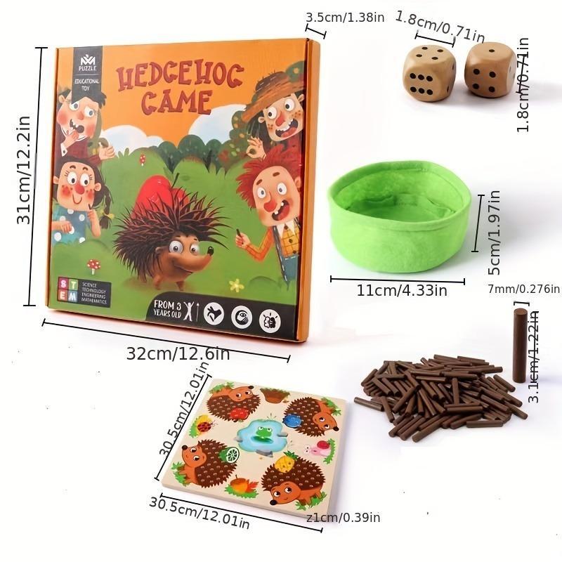 Educational Sensory Hedgehog Stick Game, 1 Count Hedgehog Plug-in Game, Wooden Fine Motor Skills Promote, Motor Skills Toy, Hedgehog Counting Game 1