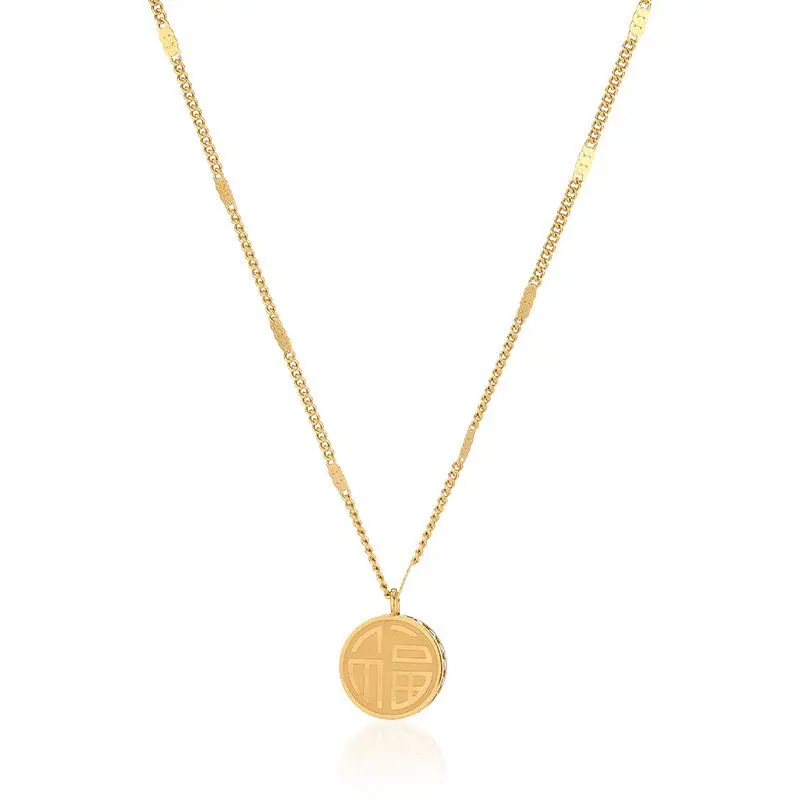 【BELI 1 PCS KALUNG GRATIS 1 CINCIN】Kalung Hoki Bulat Gold Perempuan Titanium Terlaris Anti Luntur | Kalung Wanita Simple Elegan Perhiasan Kekinian 6